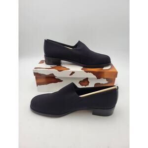 Donald J Pliner Heels Womens 8.5 M Pumps Block Black SILK Square Toe Casual